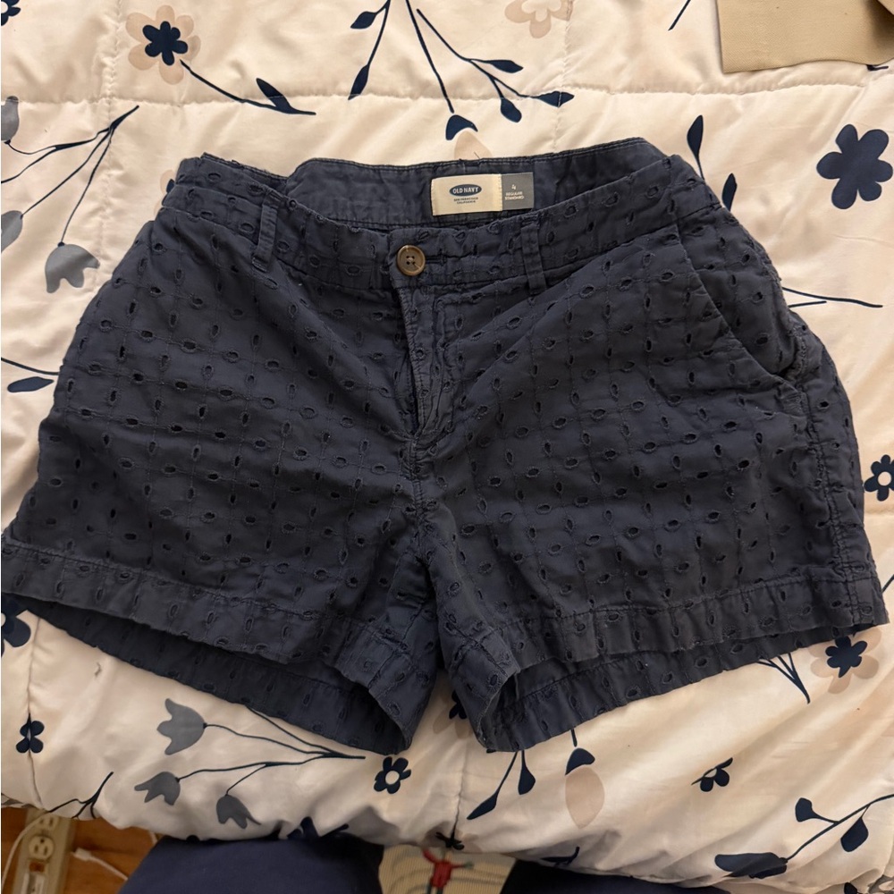 Old Navy Dark Blue Eyelet Women Shorts